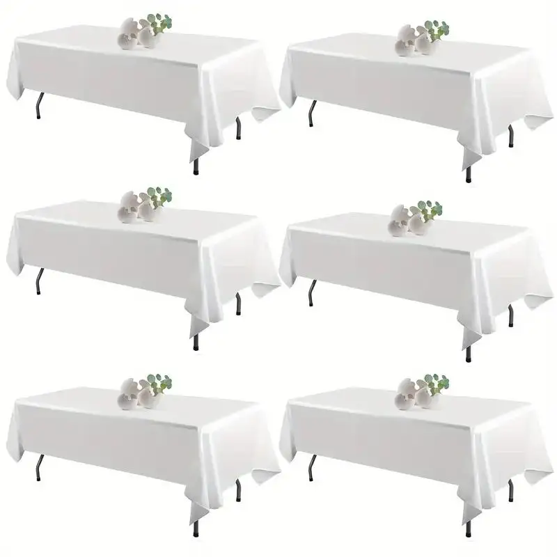 Rectangle Tablecloth Stain and Wrinkle Resistant Washable Polyester Table Cover For Dining Decor 6Pcs