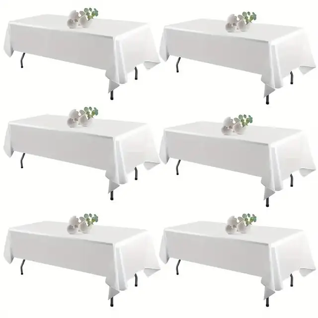 Nappe rectangulaire blanche, 6 pièces, résistante aux taches et aux rides, lavable, en Polyester, pour décoration de Table à manger 1