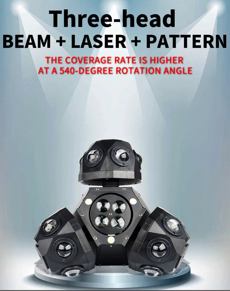 18x10W 3 Head Rotating Moving Head Laser Light Professional DJ Stage Lighting Be