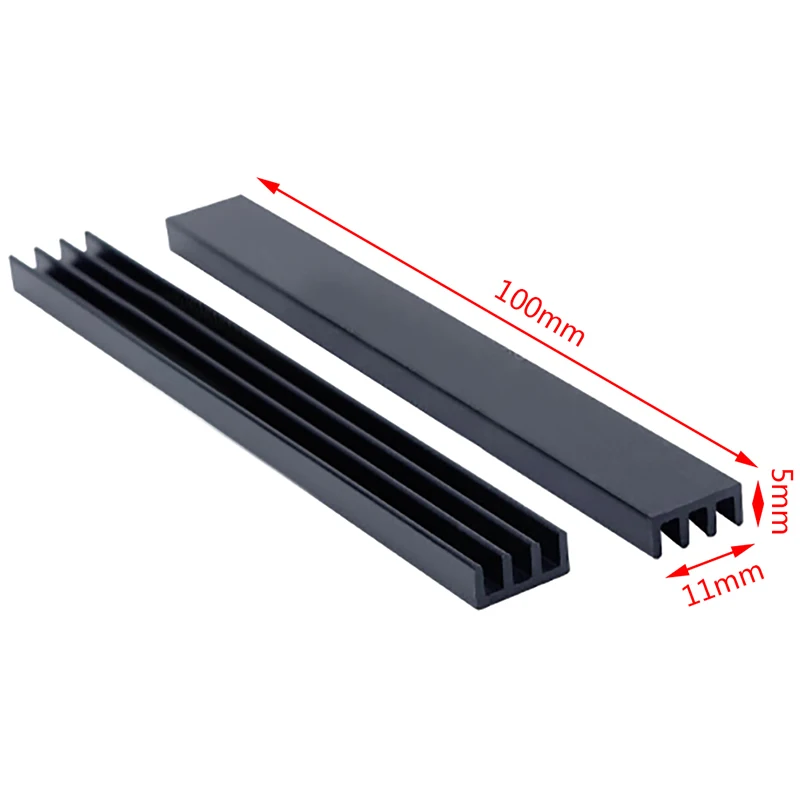 【C】2개 100x11x5mm 검정색 알루미늄 칩 라디에이터 히트싱크