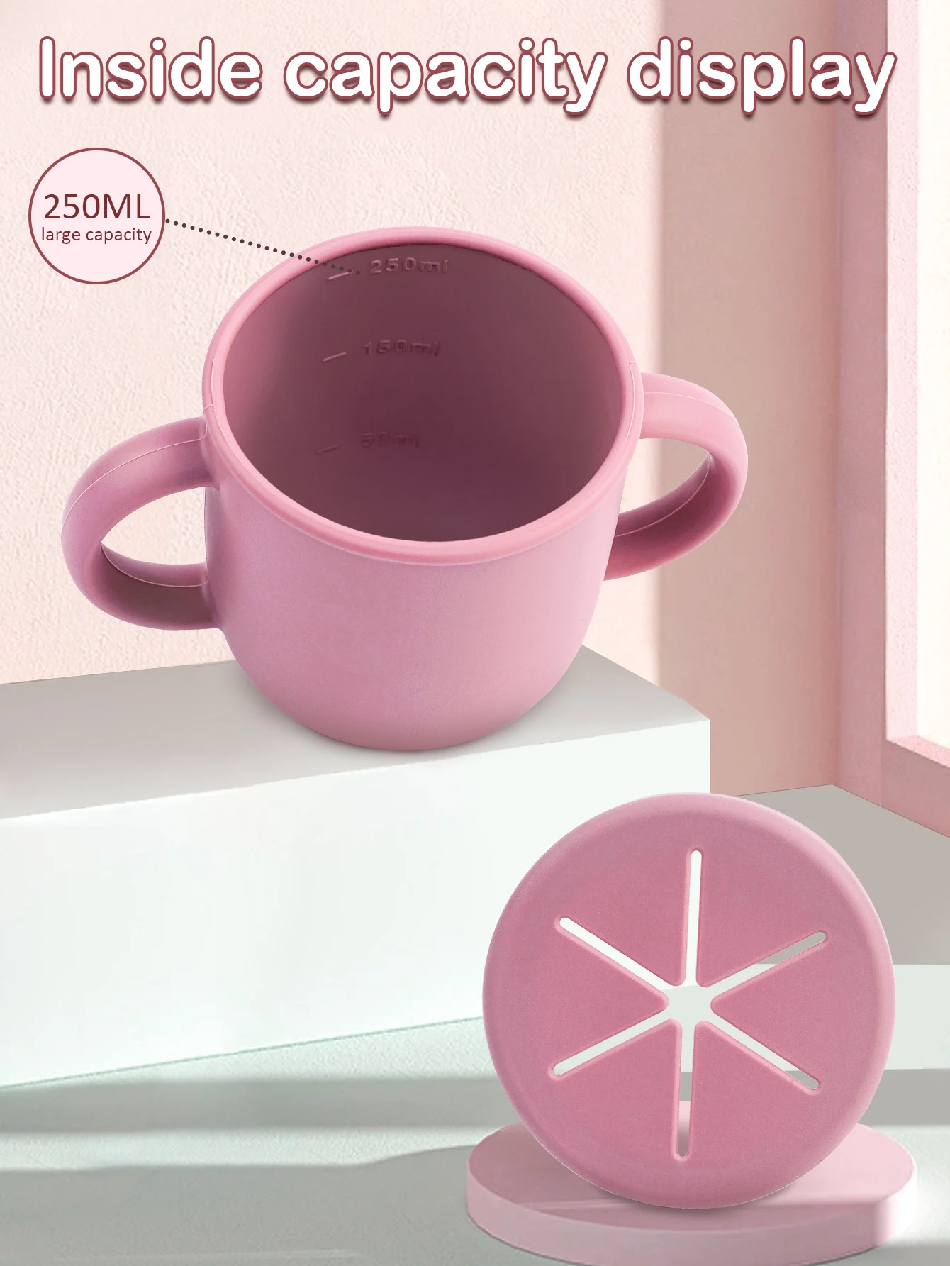 1PC Baby Silicone Snack Cup Portable Snack Cup with Easy-Grip Handle-Soft Food-Grade Silicone for Fun, Spill-Resistant Outdoor