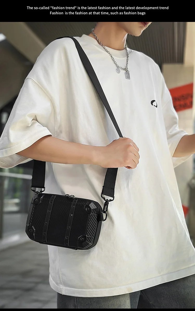 Borse a tracolla da uomo piccole Tracolla di lusso Borsa da uomo Mini borse quadrate Borsa a tracolla nera Designer per studenti in pelle Pu 가 - immagine 2
