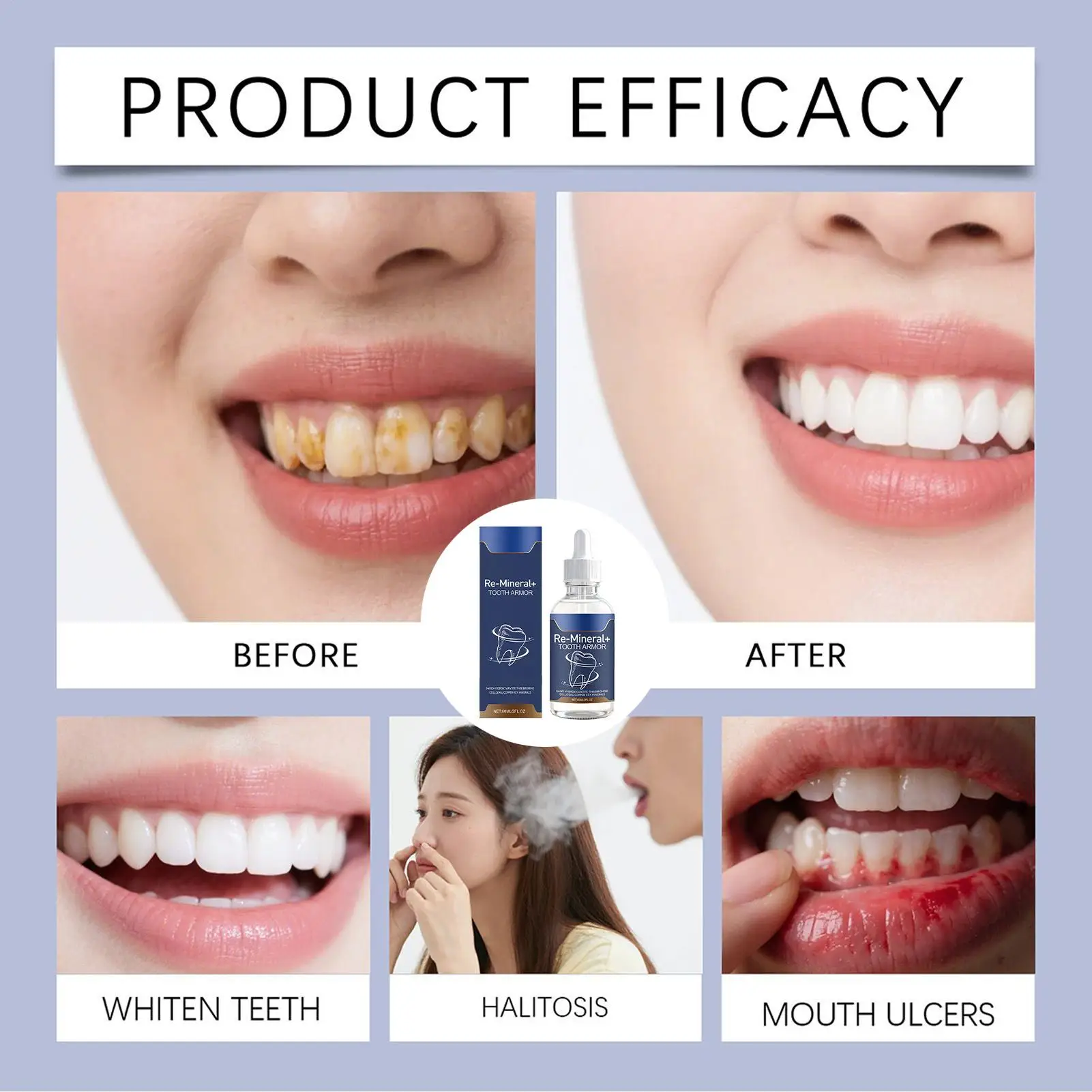 Oralhoe Dental Care Liquid Lasting Freshing Breath Deep Cleaning Oral Hygiene Removes Plaque Stains Teeth Brightening Serum 60ml - 6