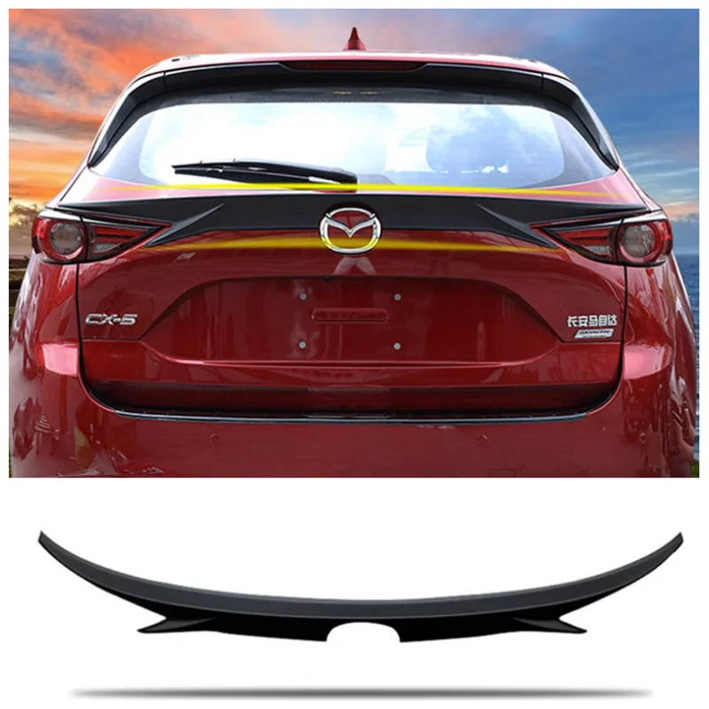 

For Mazda CX5 CX-5 2017 2018 2019 2020 2021 High Quality ABS Black Rear Trunk Lip Spoiler Splitters