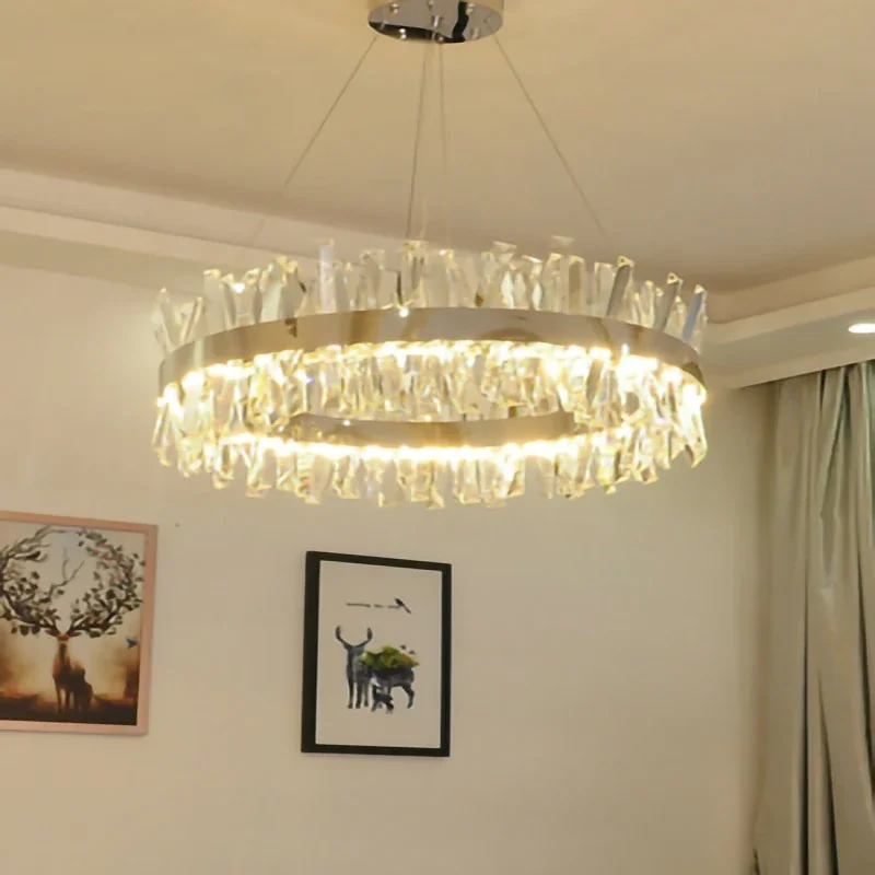 

Modern Ceiling Chandelier Luxury Crystal LED Suspension Bedroom Decor Ring Kitchen Island Pendant Lights Dinning Room Fixture