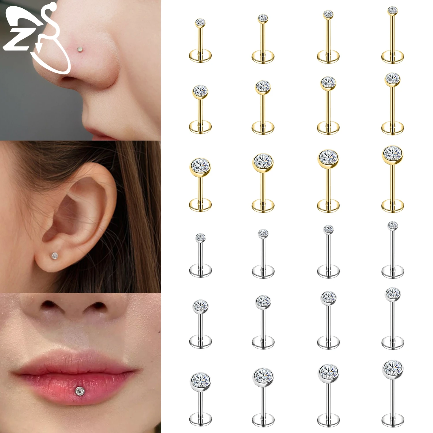 18G Cartilage Piercing Ring - 2.5mm CZ Stone, 316L Surgical Steel, Choose Your Color (Helix, Tragus, Rook) - View #7
