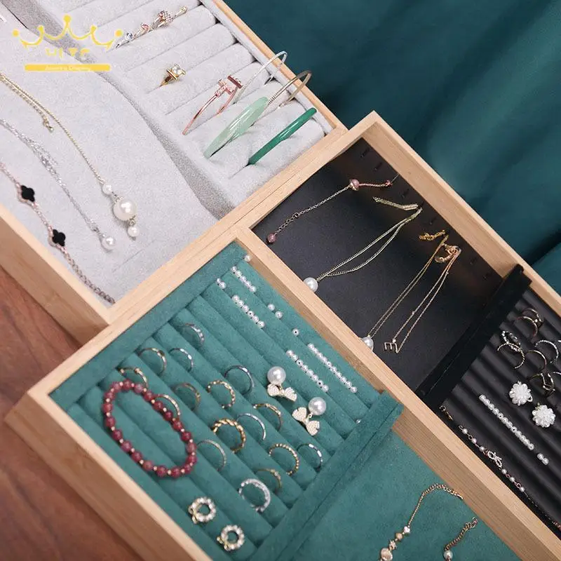 Jewelry Velvet Display Tray Ring Necklace Combination Set Plate Earrings Storage Finishing Props
