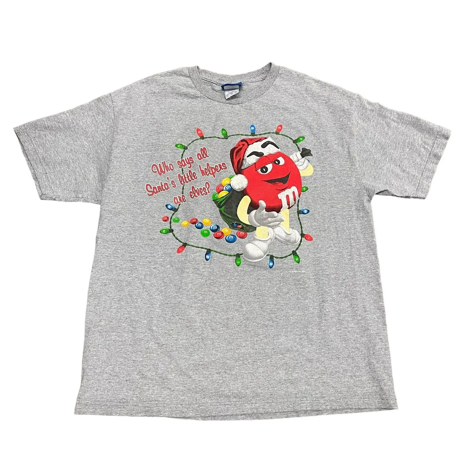 Retro 2005 M & Ms Maglietta Aiutante Di Babbo Natale Mens Xl Christmas Lights