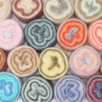 실크 그라디언트 염색 모헤어 원사, 손으로 짠 스웨터 스카프, 손으로 염색, 긴 염색 모헤어, 1PC 상품 이미지