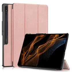 Ultra Slim Shockproof PU Leather Tablet Case - 14.6 - Inch Protective Cover (Rose gold)