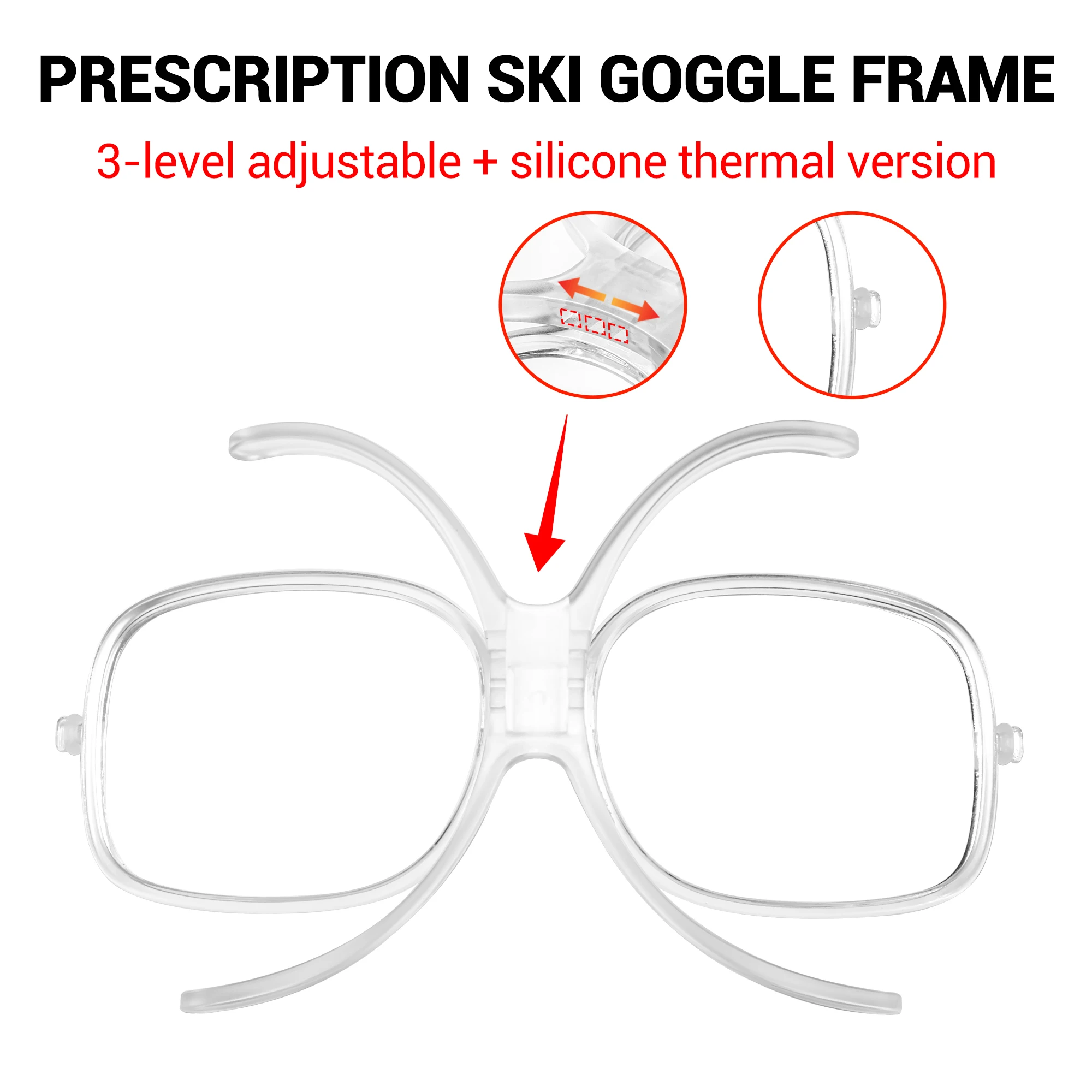 Myopia Frame for Kapvoe Ski Goggle Adjustable Snow Goggles Insert Clip-On Clip for Kapvoe Ski Goggle Myopia Frame Bike Frame