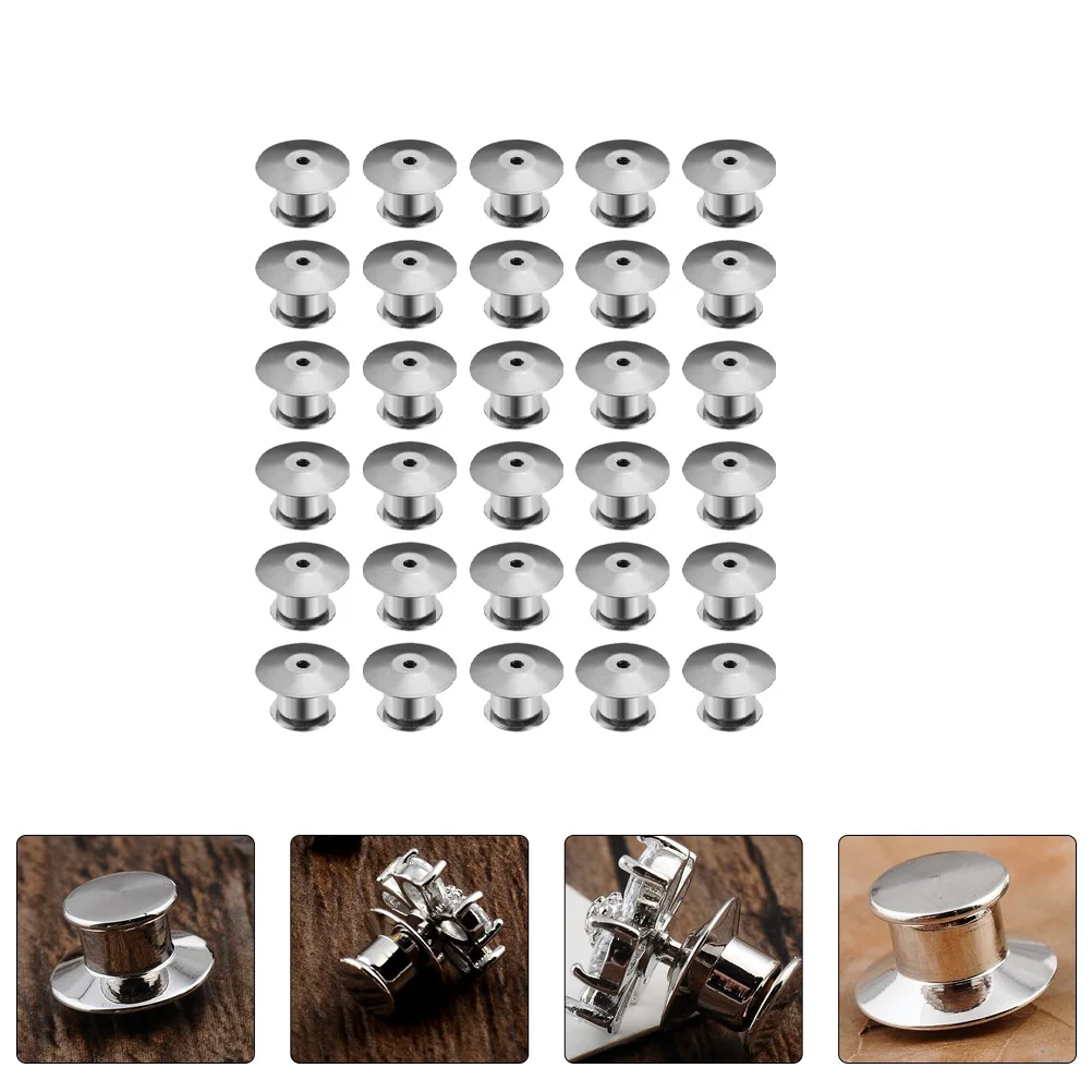 

30 Pcs Round Base Brooch Snap Cap Locking Pin Keepers Accessories Copper Buckle