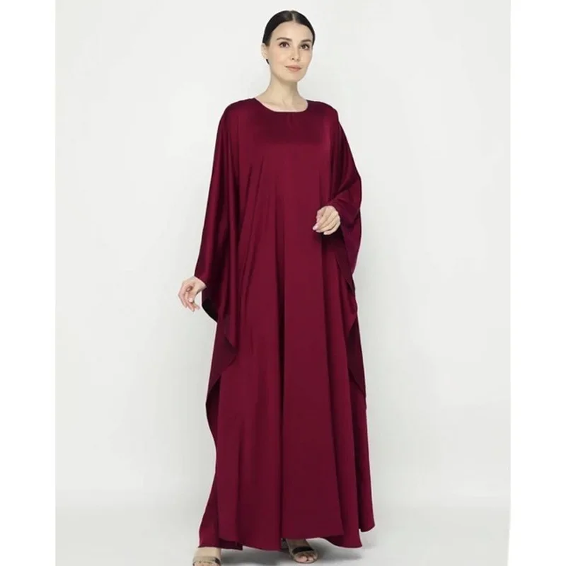 Ramadan Batwing Sleeve One Piece Loose Abaya Muslim Prayer Dress Abayas for Women Dubai Kaftan Hijab Robe Jilbab Islam Clothes