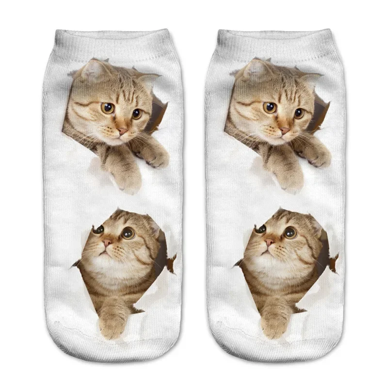 Creative Cartoon Kitten Low Ankle Socks - Unisex, Colorful, and Fun