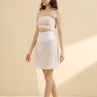 Sous-jupe mi-longue taille haute sans couture en soie glacée, ultra-fine et respirante 2
