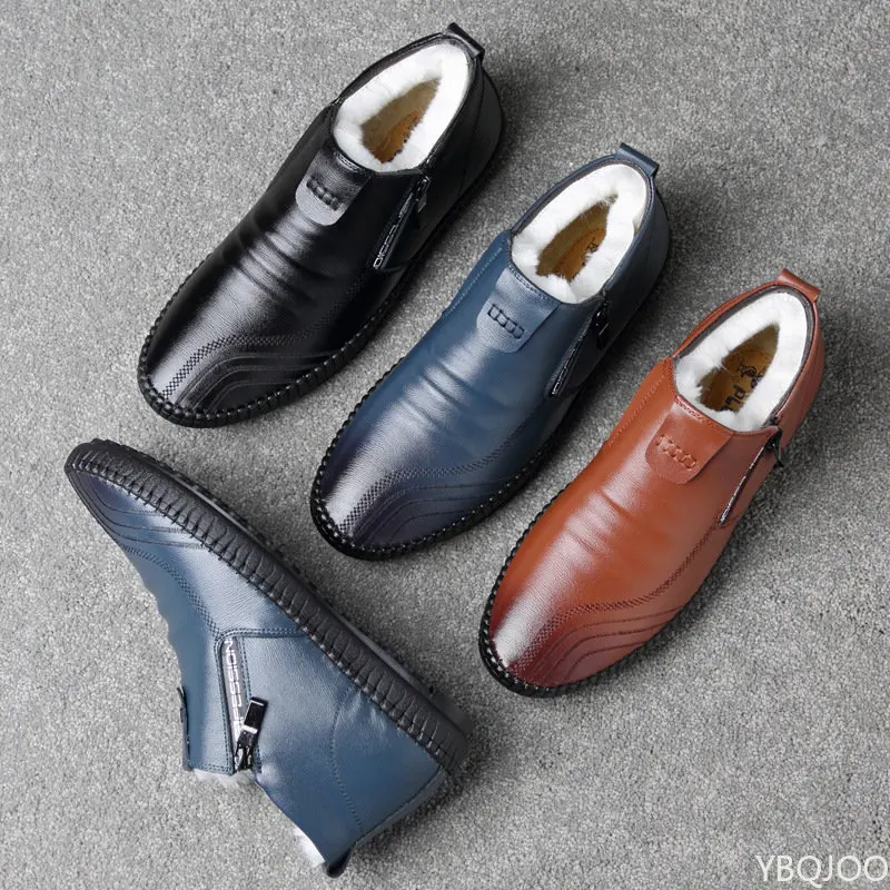 Scarpe Invernali In Lana Naturale Da Uomo Stivali Da Neve Più Caldi In Vera Pelle Army Homme Walking Botas Hombre Platform Boots