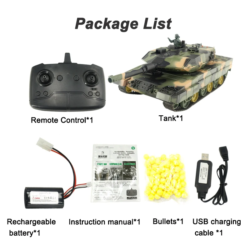 1/24 2.4Ghz Leopard IIA5 German Battle Tank Model Toy RC