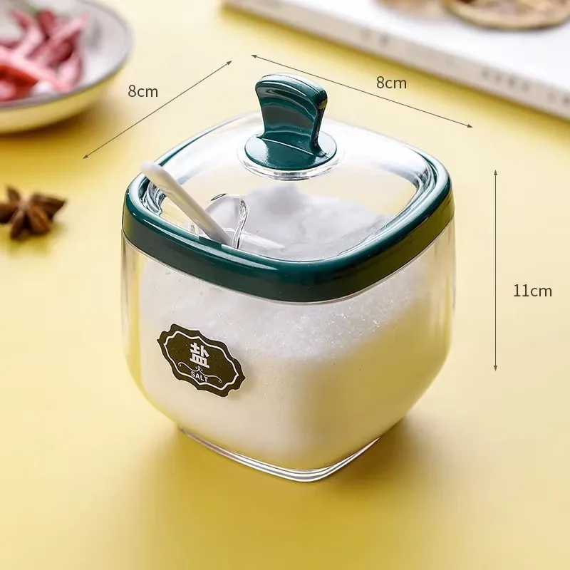 Spice Bottle Plastic Seasoning Jar Set Spoon Salt Shaker Sugar Container Sauce Bowl Dispenser Base Kitchen Spice Rack