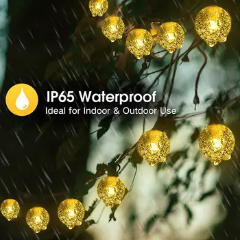 Solar String Lights Outdoor 200 Led Crystal Globe Lights Waterproof Solar Festoon Fairy Light for Garden Christmas Outdoor Decor