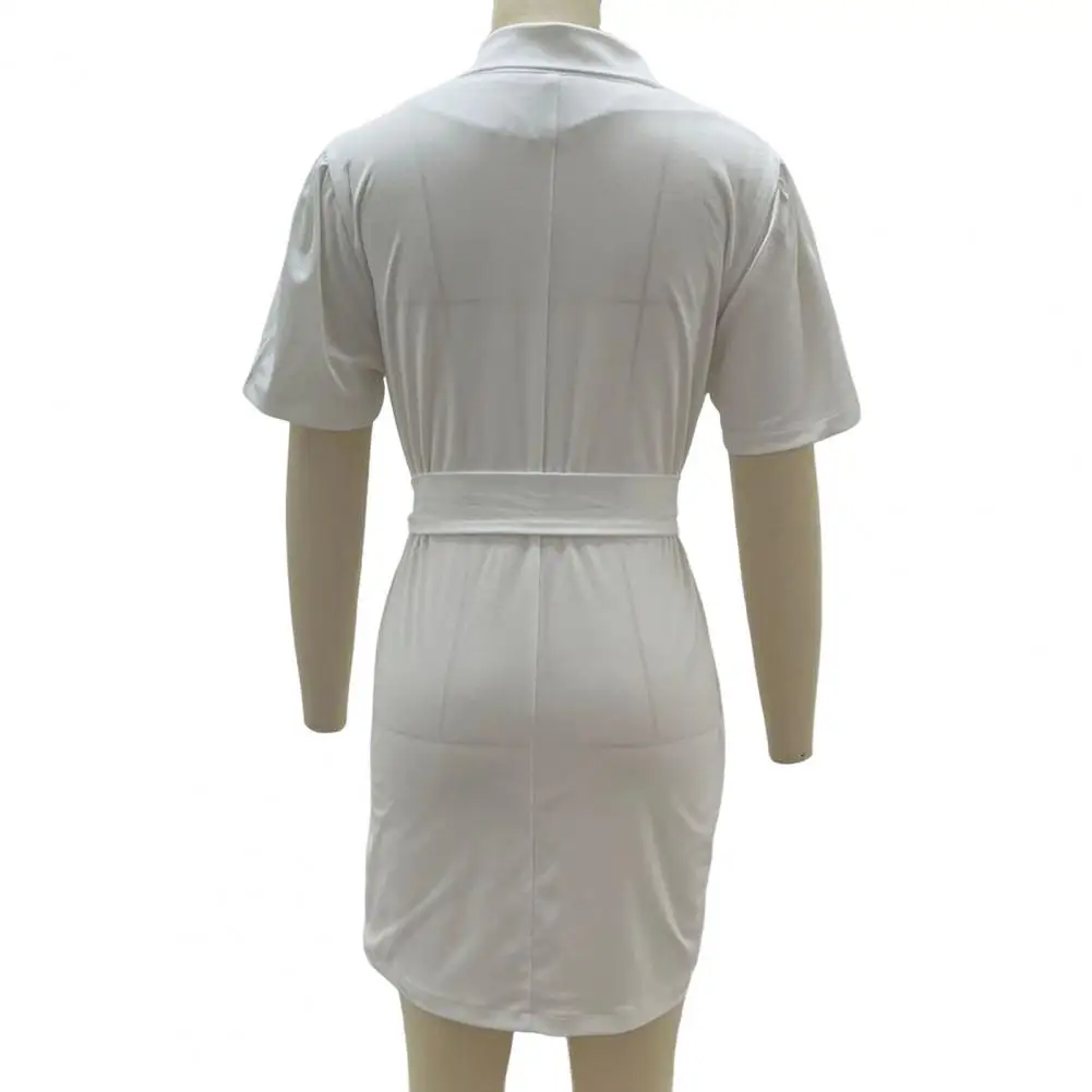 

Платье женское двубортное с V-образным вырезом, шикарное деловое приталенное однотонное элегантное офисное платье на шнуровке, с коротким рукавом, в офисном стиле