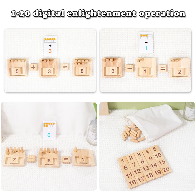 Children Montessori Wooden Sensory Math Board Stick Counting Matching Number Blocks Preschool Learning Educational Toys Toddlers