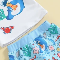 Toddler Baby Boys Rash Guard Set Shark Crocodile Print Short Sleeve Top with Shorts Hat Swimsuit Summer Infant Beach Swimwear 5