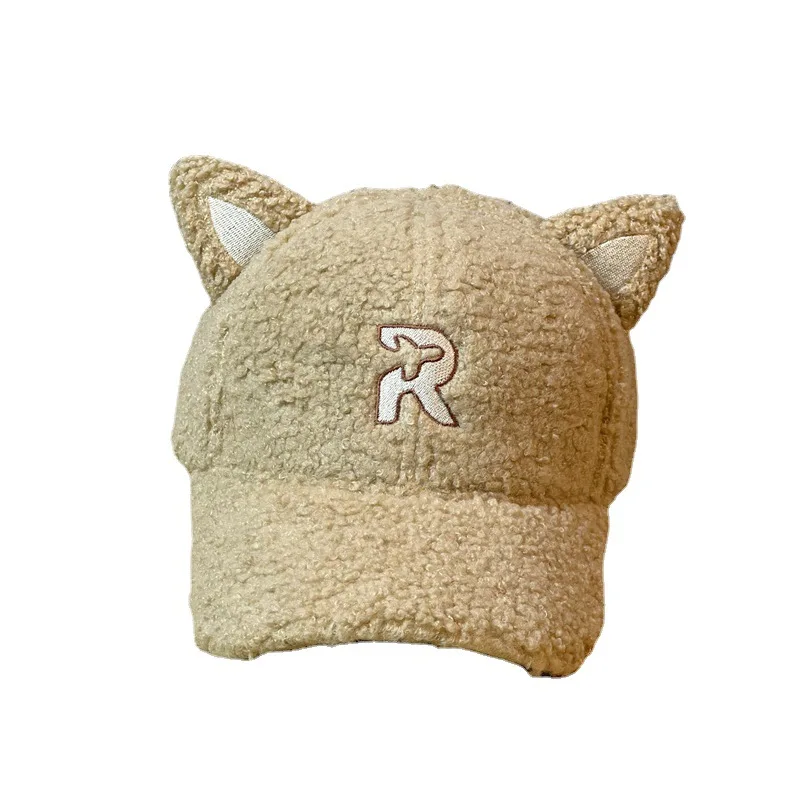 

Autumn Winter Baseball Caps Women Lamb Wool Hats Version Tide Warm Cap Plush Girl Teddy Cashmere Warm Capss