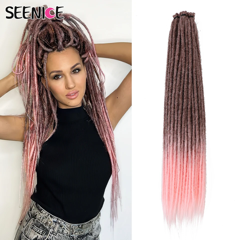 Ombre Brown 24Inch Synthetic Dreadlock Extensions Handmade Straight Crochet Hair Dread Extensions Crochet Braids For Man/Women