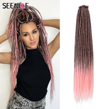 24Inch Synthetic Dreadlock Extensions Handmade Straight Crochet Hair Dread Extension Crochet Braids For Women Ombre Black Brown 1
