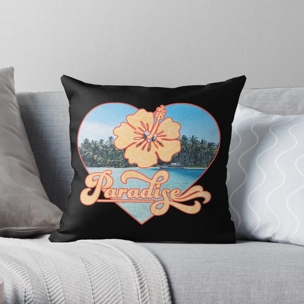 

Paradise Hibiscus Heart Throw Pillow Print Zipper Decorative case Car Cushion Cover Core Not Included