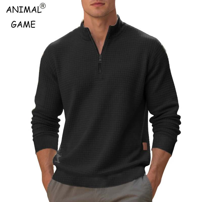 Animal Game Outdoor Men's Casual Sweatshirt Zipper Pullover Oversize Crew Neck Sweatshirts Zip Jacket Coats Plaid Streetwear