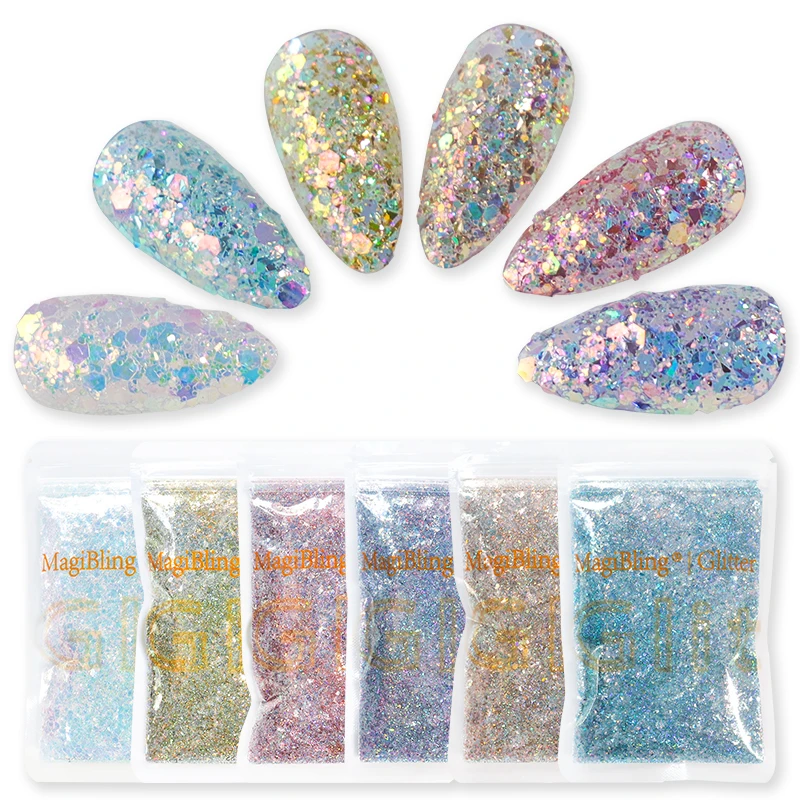Nail Glitter Nail Powder MagiBling 100g Mixed Mermaid Sequins for Nail Art