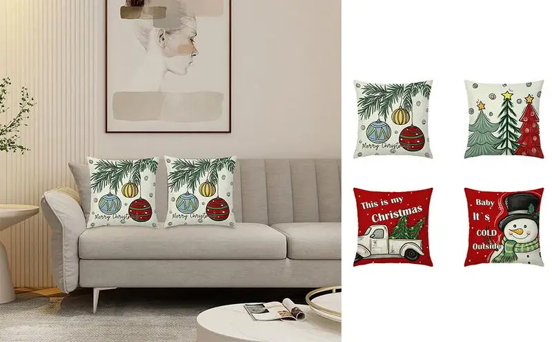 

Christmas linen pillowcases Christmas Party Decorations for Sofa Cushion Happy New Year Christmas Decor Pillow Case Cushion