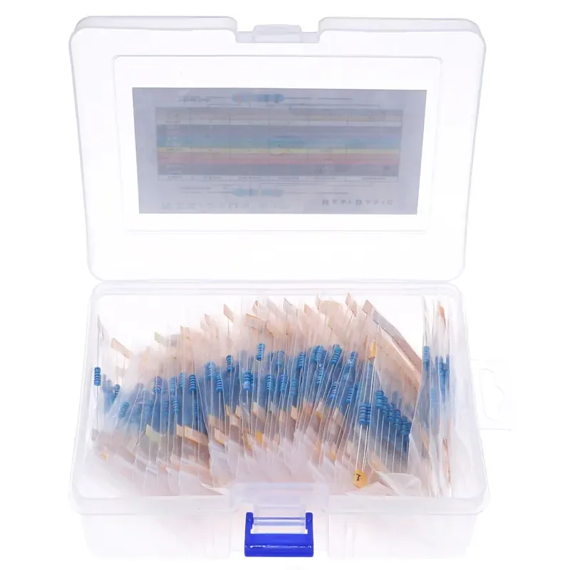 1/8W 1/4W 1/2W 1W 2W Metal Film Resistors Assortment Kit Box 1% 0 ohm-10 M Electronic Components resistor package Resistor Assortment