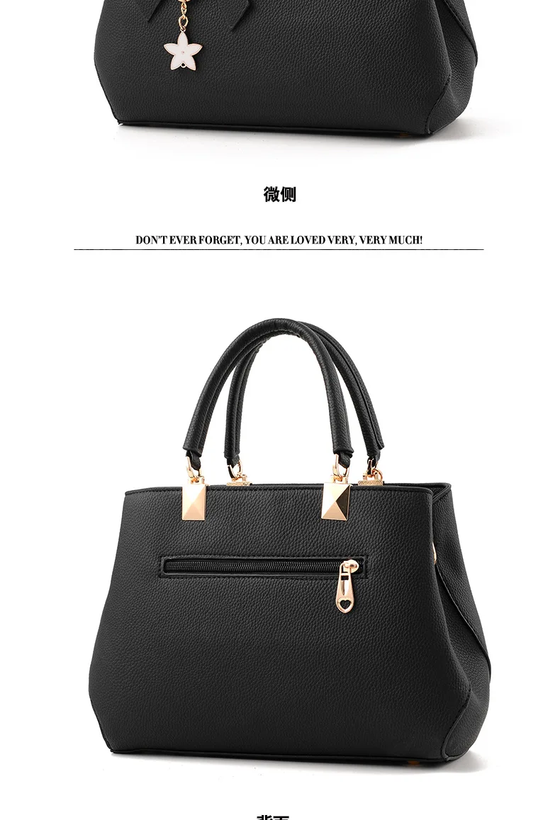 Elegant Women Messenger Bags with flower pendant Office Ladies Totes Pure Handbag for female Crossbody Shoulder Bags