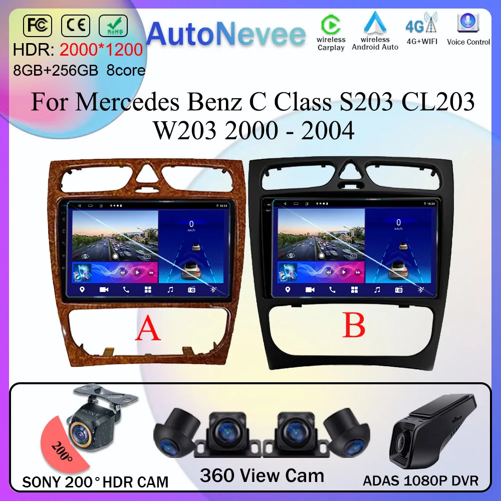 

Android 13 For Mercedes Benz C Class S203 CL203 W203 2000 - 2004 Car Radio Multimedia Video Player Navigation GPS Carplay Auto ﻿