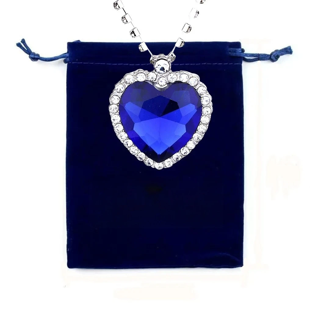 Blue Sapphire Heart Necklace Titanic Titanic Movie Heart Of The