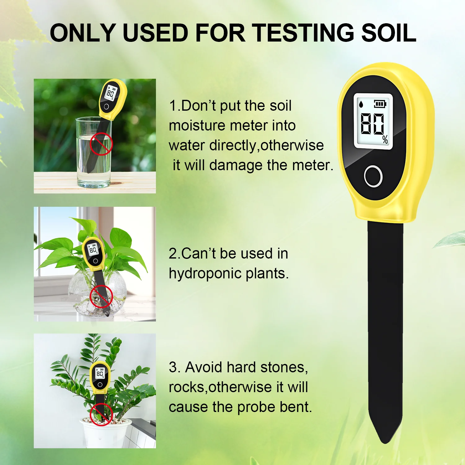 Testeur Humidité Sol Plantes - Hygromètre Pour Jardin Intérieur/Extérieur