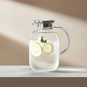 And Kitchen Transparent Glass Water Jug Portable Coffee Pot With Handle Cold Water Kettle Coffeeware Teaware