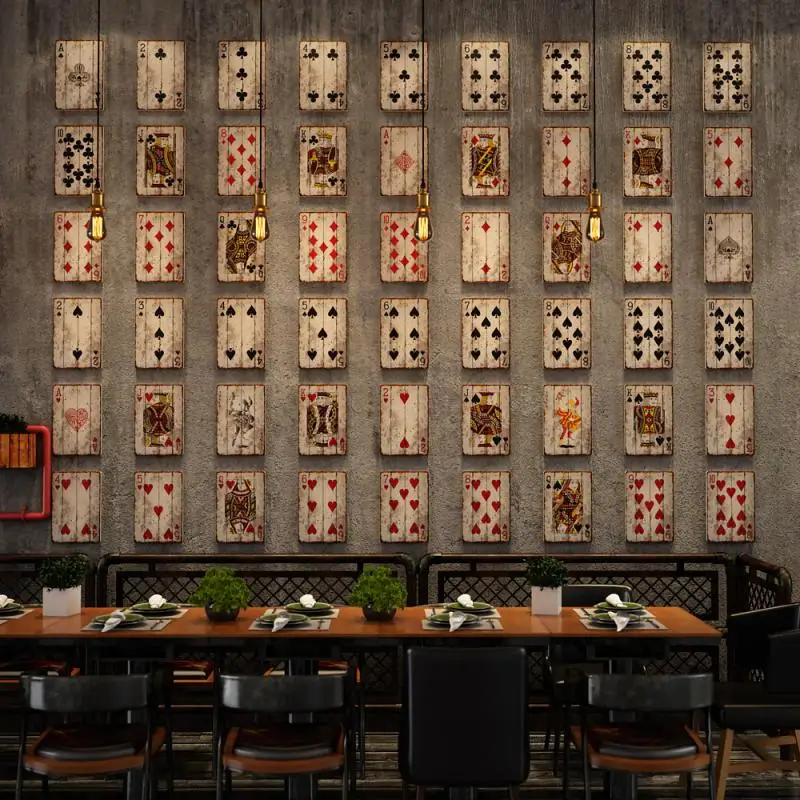

54Pcs/pack Creative Vintage Playing Card 3D Wall Sticker Home Restaurant Fashion Photography Background Wall Decoration