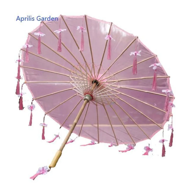 82cm Tassels Chinese Umbrella Ribbon Silk Hanfu Cosplay Umbrella Prop Shoot Paraguas Cosplay Princess Parasol Wedding Props