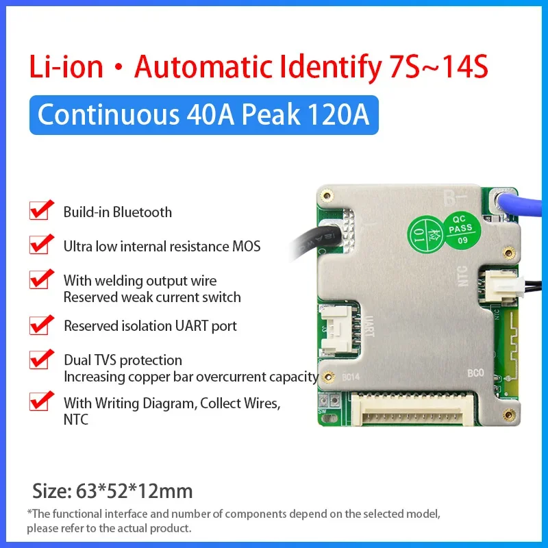 Advanced Smart Battery Management System - Automized Identification for Lithium Batteries, 20A/30A, LFP/NMC