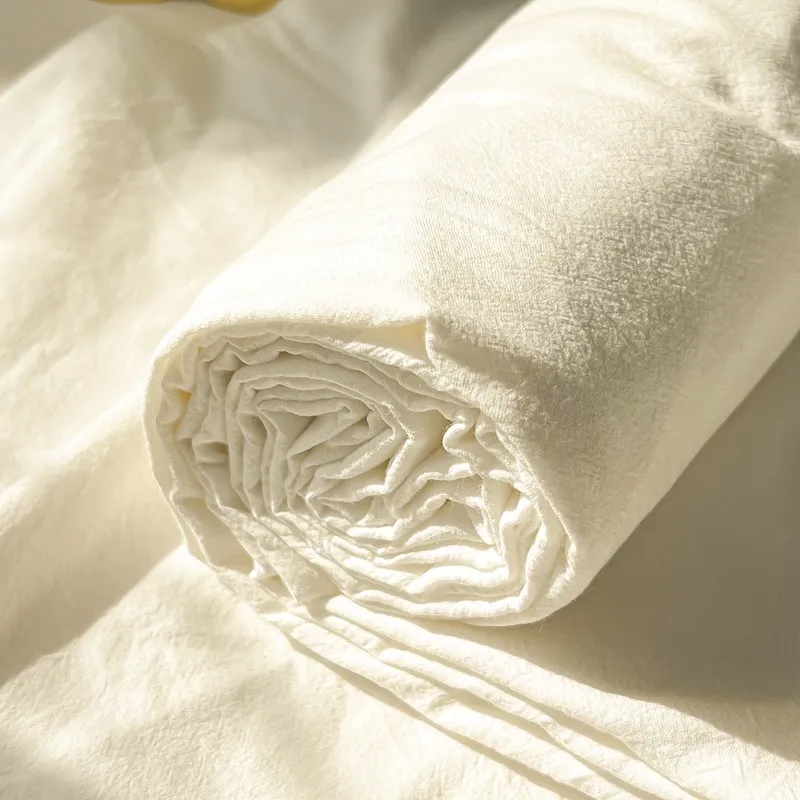 100%Organic Washed Cotton Bed Sheet 3Pcs Basic Percale Weave Soft Breathable Eco-Friendly Kids Adults Flat sheet Pillowcases 6
