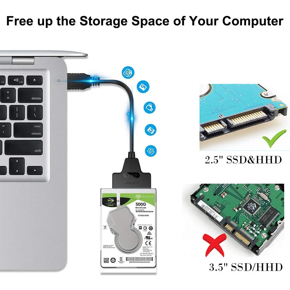 Sata to usb adapter Congdi USB SATA 3 Cable Sata To USB 3.0 Adapter UP To 6 Gbps Support 2.5Inch External SSD HDD Hard Drive 22 Pin Sata III A25 2.0