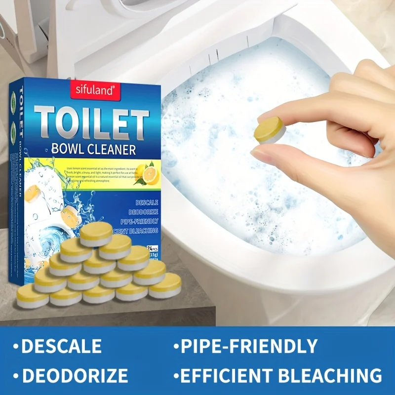 Effervescent Toilet Bowl Cleaner Lemon Flavored Effervescent Toilet Tablets Quickly Dissolves Pipes and Removes Odors and Stains for toilet cleaner, toilet cleaner tablets
