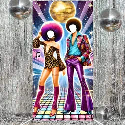 Retro 70s Disco Dance Party Photo Booth Backdrop - Vibrant Neon Lights & Disco Ball Banner (Disco Banner)