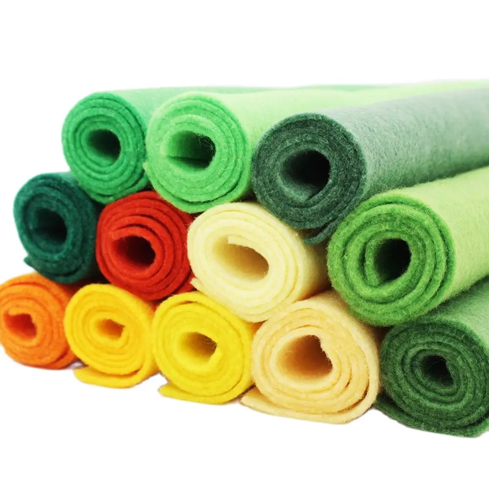 

1,2 мм зеленая Желтая Мягкая войлочная ткань для рукоделия, шитья кукол ручной работы, материал для рукоделия, Полиэстеровая ткань 12 шт./лот 25 см x 28 см