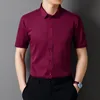 Classic Men's Shirt Summer Short Sleeve Business Formal Fit Soft Anti Wrinkle Social Smooth Workwear Blue Black Grey Large 5XL 2