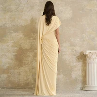 Modern Evening Dress فساتين سهره Customized Round Neck with Cape Pleat Ruched Sheath Arabian Prom Gown Formal Dresses - Image 2