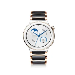 Elegant Ceramic and Stainless Steel Watch Strap - HUAWEI GT 3 Pro 46mm (Rose gold - black)